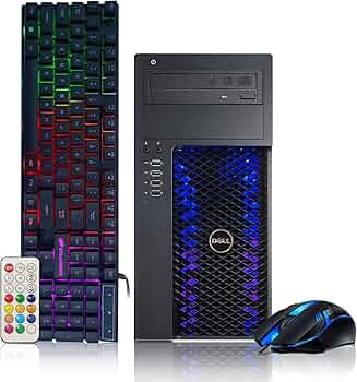 Dell RGB Gaming Desktop PC, Intel Quad I5 up to 3.6GHz, 16GB RAM, GeForce GTX 1050 Ti 4G GDDR5, 128G SSD + 2TB, DVD, WiFi & Bluetooth, RGB Keyboard &